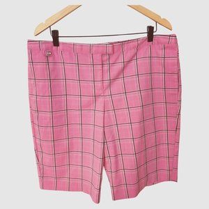 Pre-love Plus-size Izod Cool-FX Stretch Long Golf Shorts Pink Plaid Pock Size 16